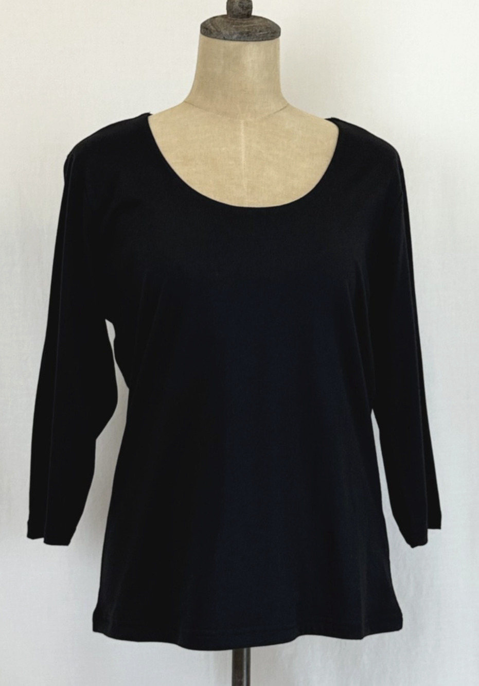NWT Soya Concept Boutique Black Organic Cotton Top 3/4 Sleeves #0426 XXL